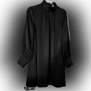 Black Satin Long Sleeved Dress Shirt Size L
